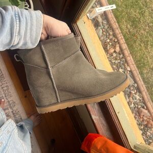 Suede Ankle Boots in Olive Green